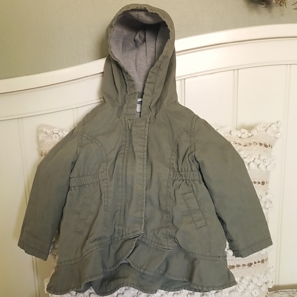 Old Navy Kids Hooded Utility Coat in Olive - Fully Lined